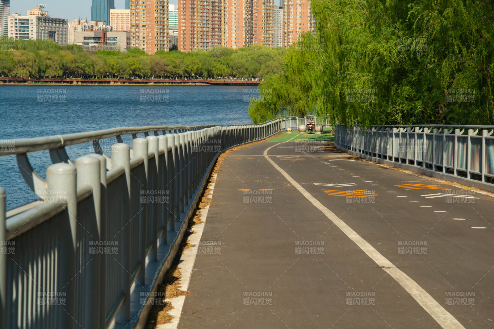 湖畔骑行道图片