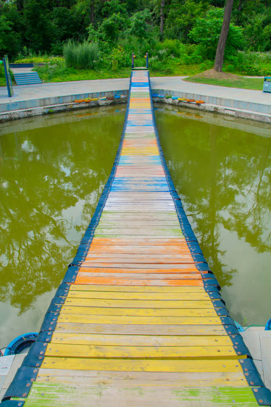 彩虹桥横跨碧水图片