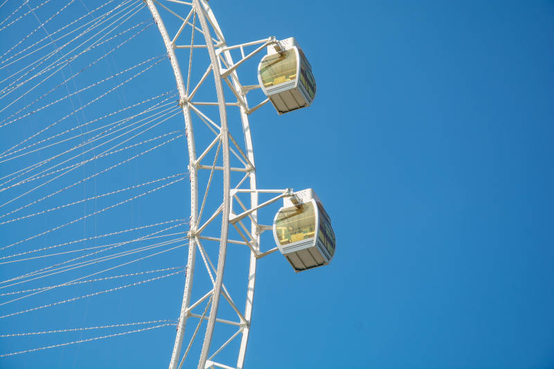 摩天轮蓝天映衬图片