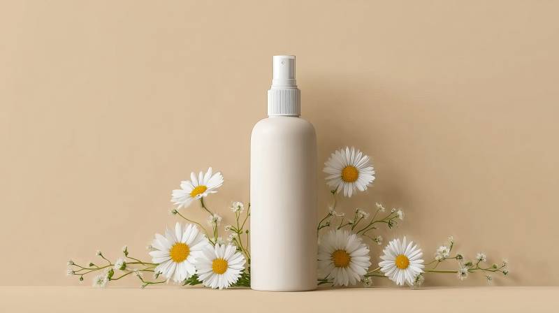 雏菊与乳液瓶图片