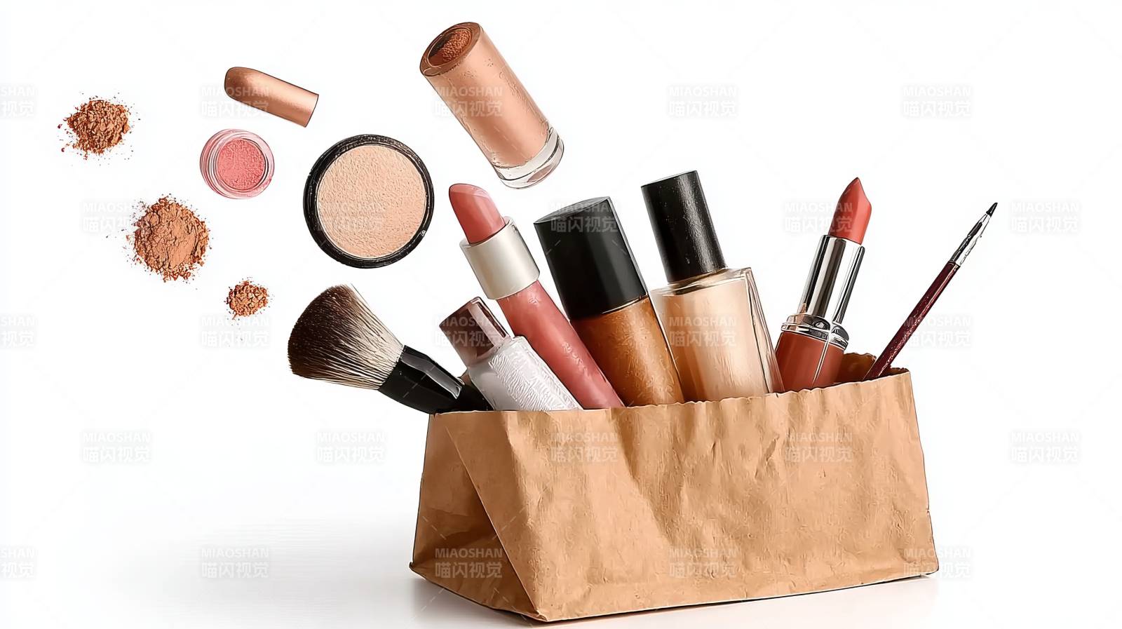 美妆工具飞舞图片