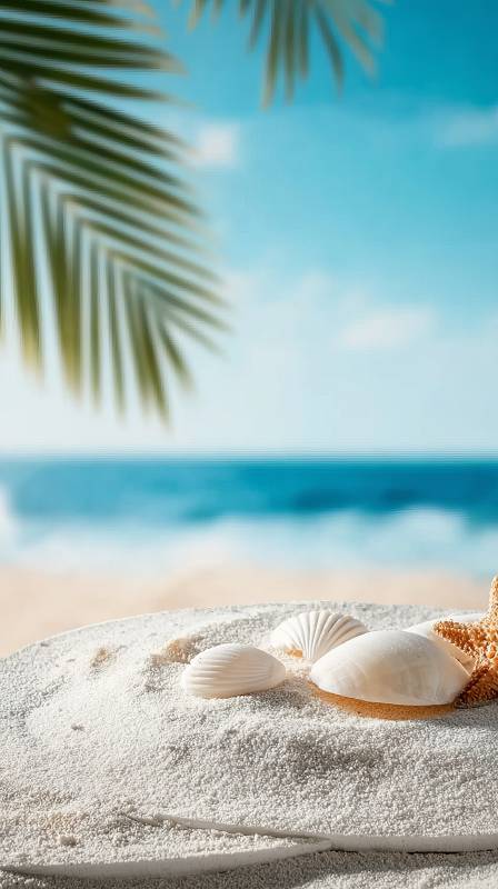 沙滩贝壳与海景图片