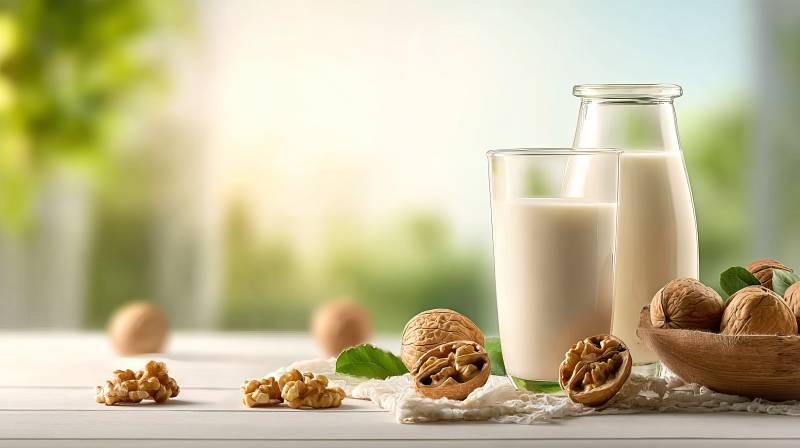 坚果牛奶健康早餐图片