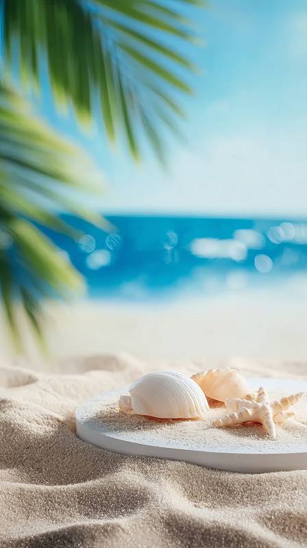 沙滩贝壳与海景图片