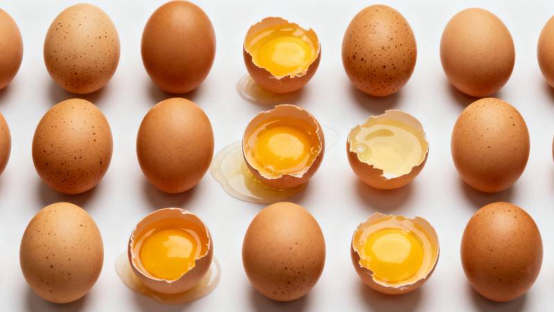 鸡蛋排列整齐 部分已敲开图片