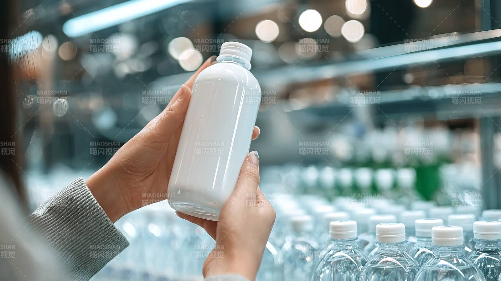 手中握着牛奶瓶图片