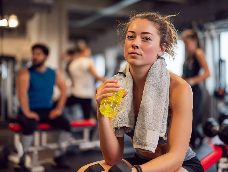 健身女孩休息时刻图片