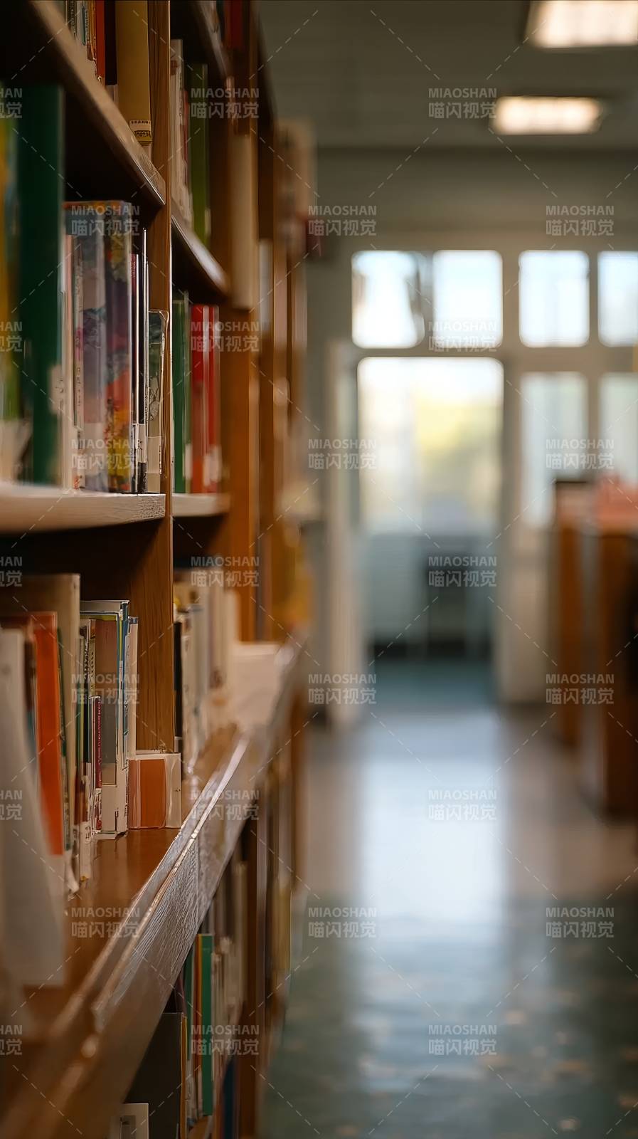 图书馆书架长廊图片