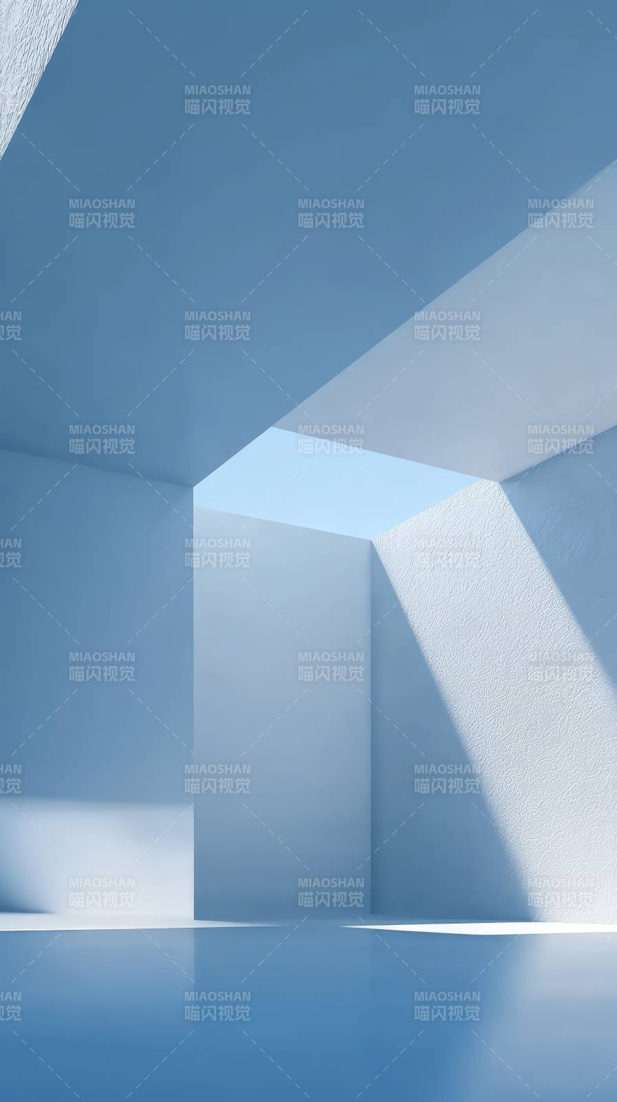 光影交错的蓝白空间图片