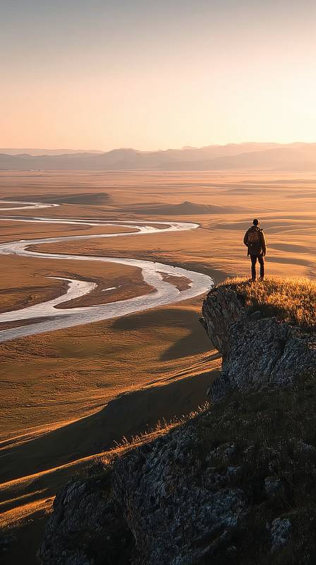 孤影望河湾图片