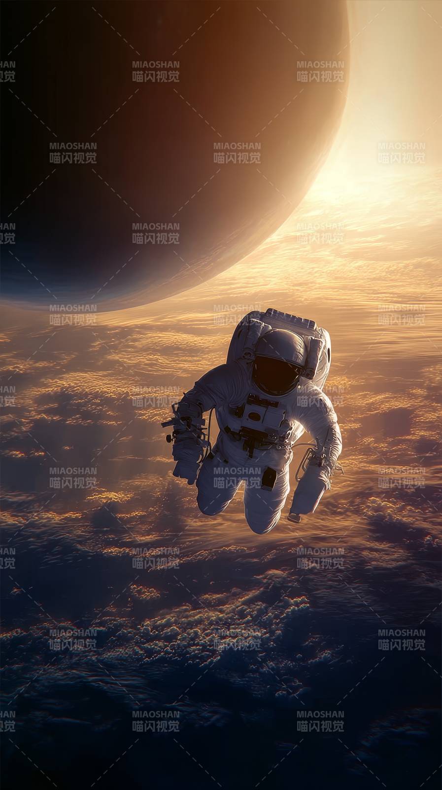 宇航员遨游太空图片