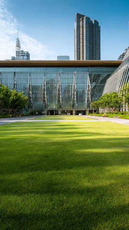 现代建筑与绿茵广场图片