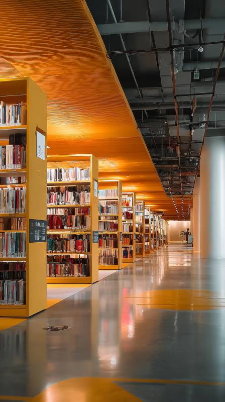 现代图书馆长廊图片