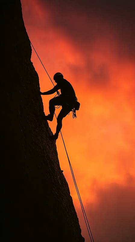 攀岩者剪影图片