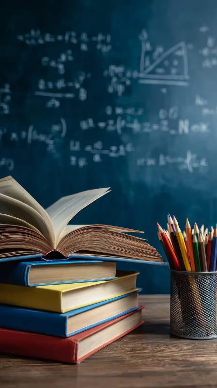 书本与铅笔的静谧课堂图片