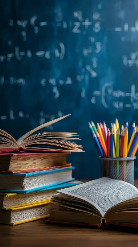 书桌前的数学课堂图片