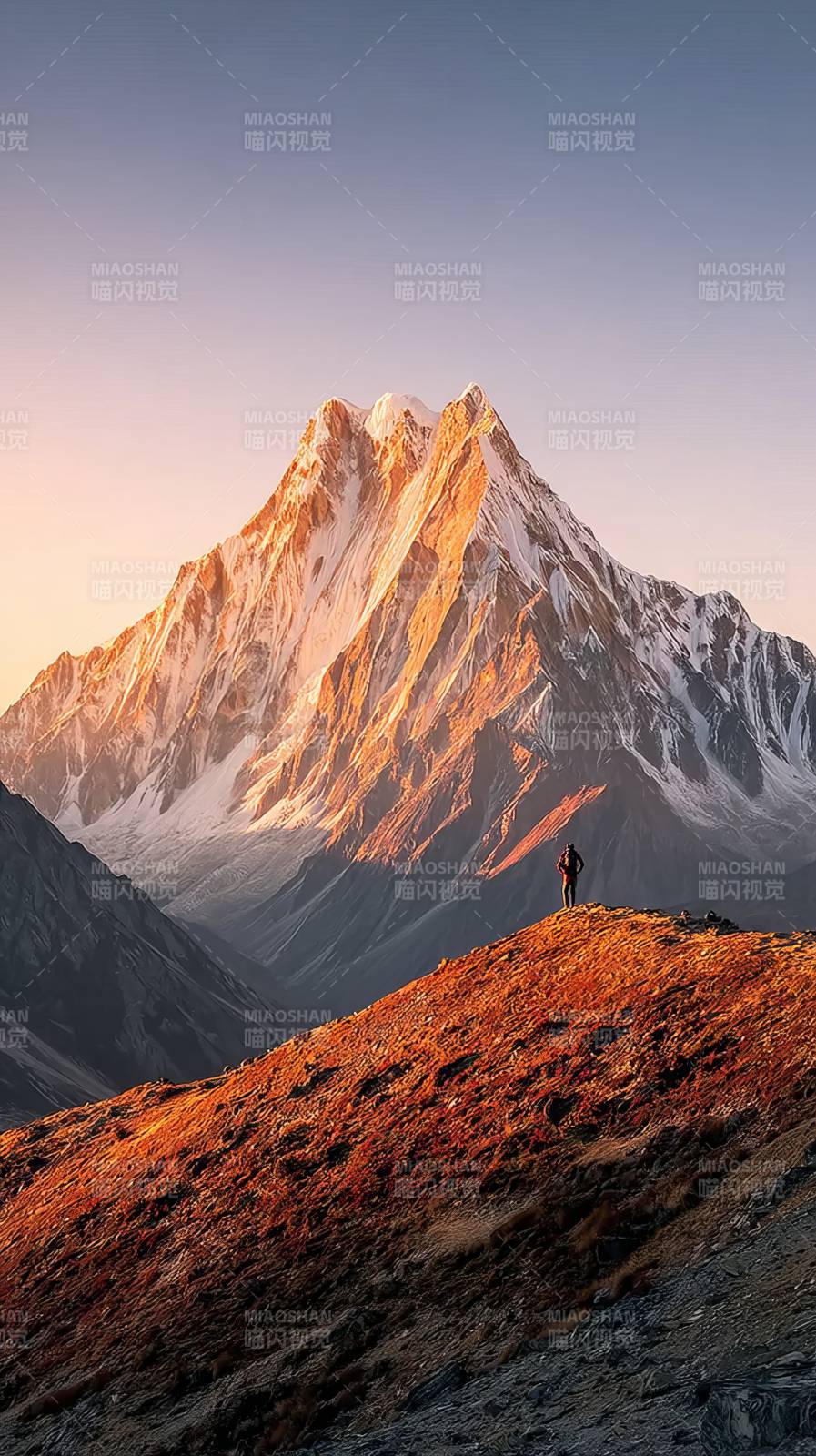 雪山之巅 一人独行图片