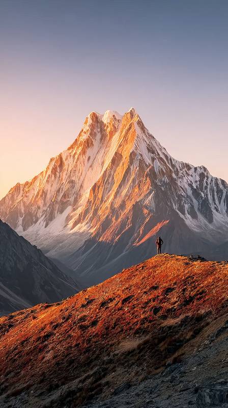 雪山之巅 一人独行图片