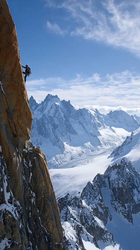 攀登雪山峭壁图片