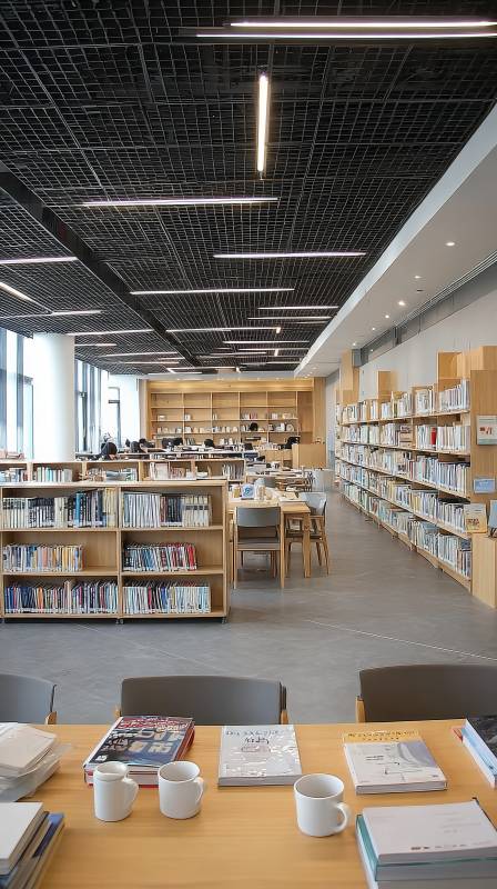 现代图书馆静谧阅读区图片