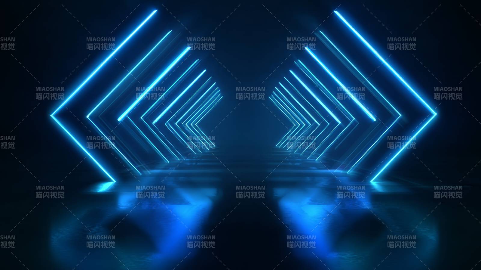 蓝色霓虹隧道图片