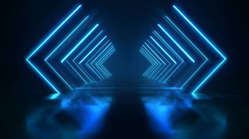 蓝色霓虹隧道图片