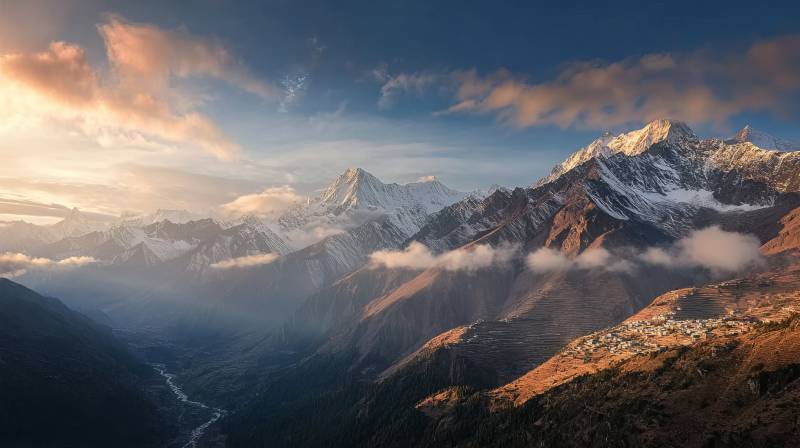 雪山日出云海图片
