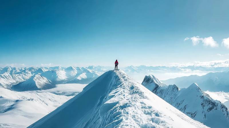 雪峰之巅 一人独行图片