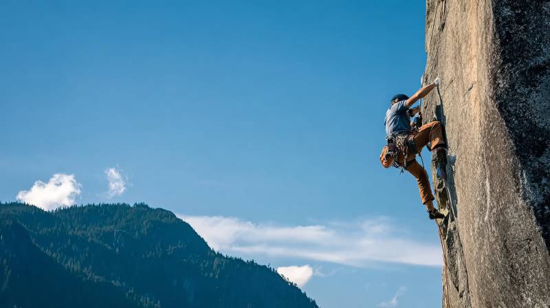 攀岩者挑战峭壁图片