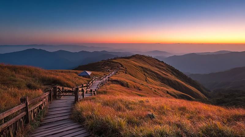 山脊晨曦步道图片