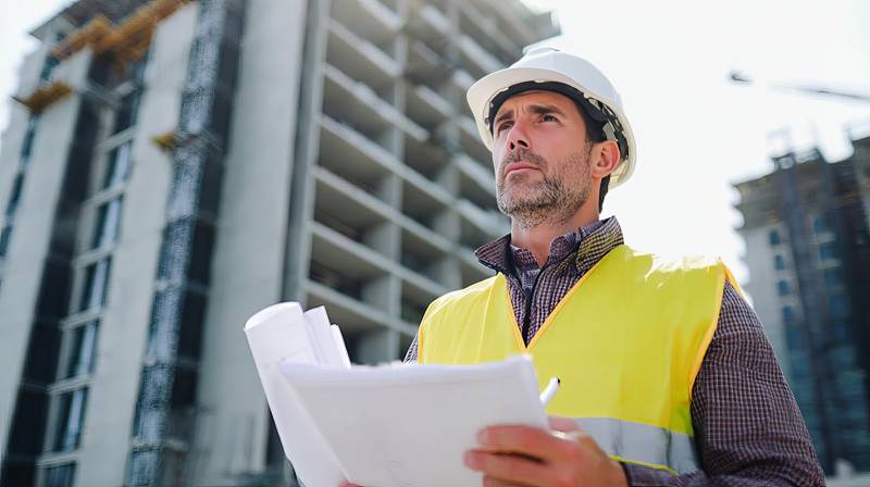 工地工程师查看图纸图片