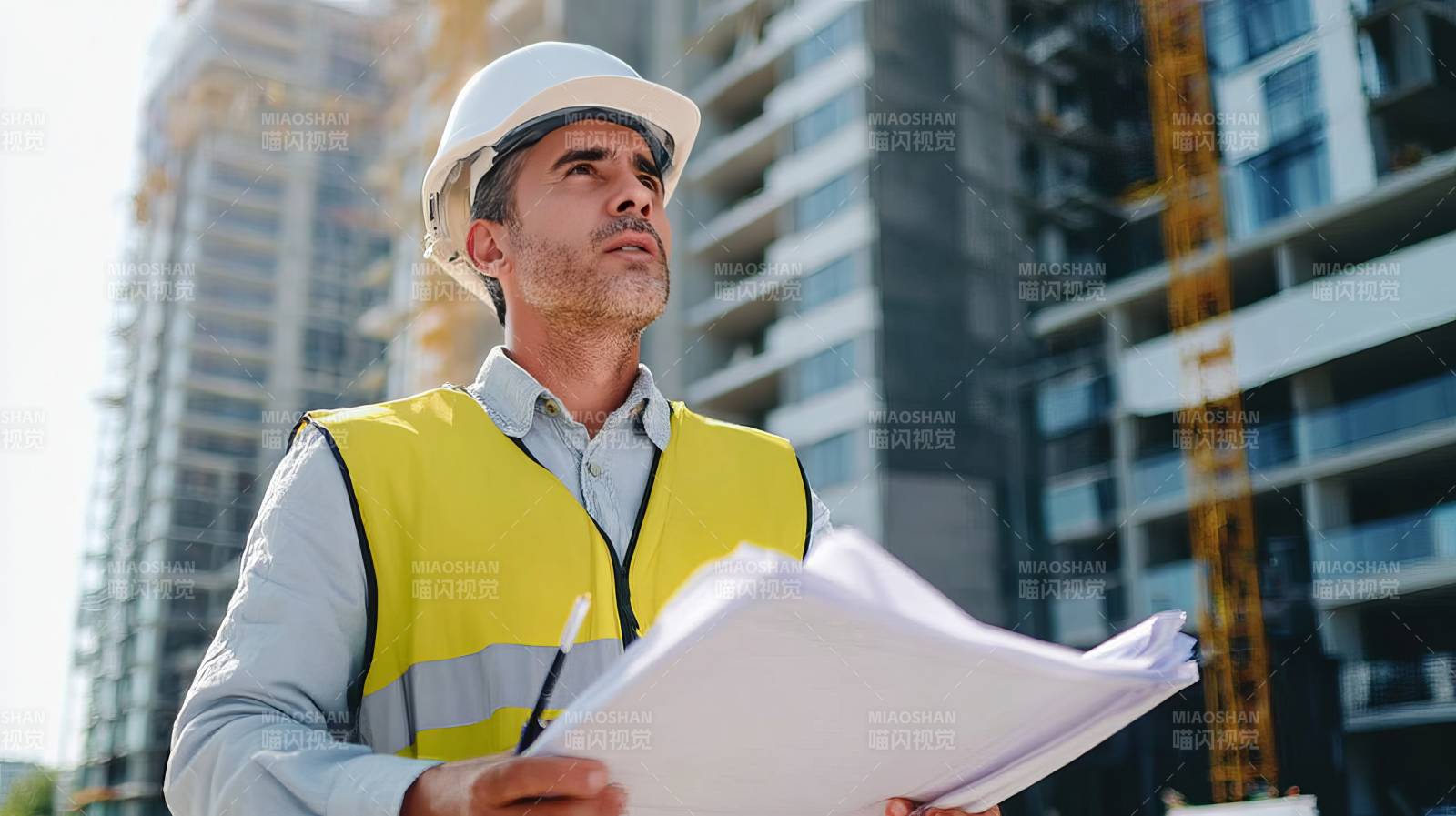 建筑工程师现场勘测图片