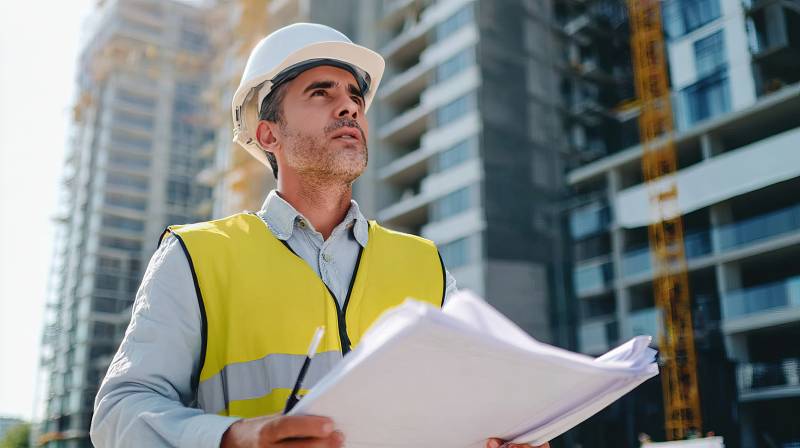 建筑工程师现场勘测图片