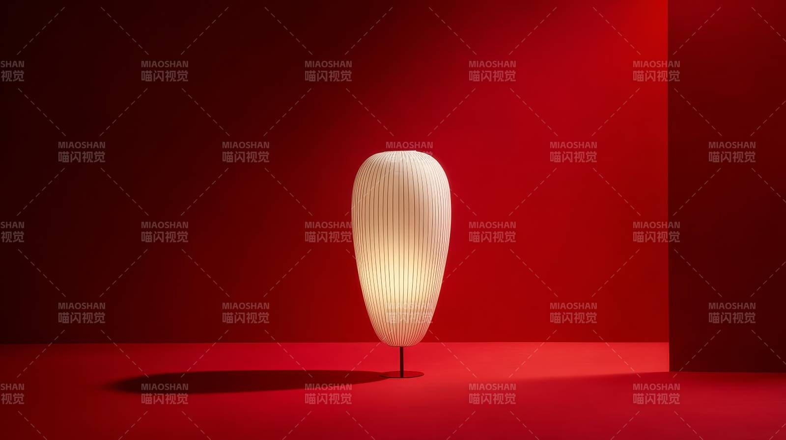 红墙白灯静谧光图片