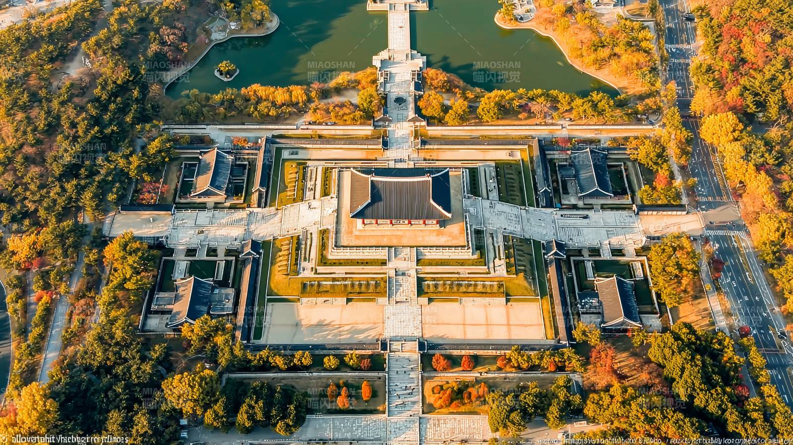 宫殿秋景航拍图图片