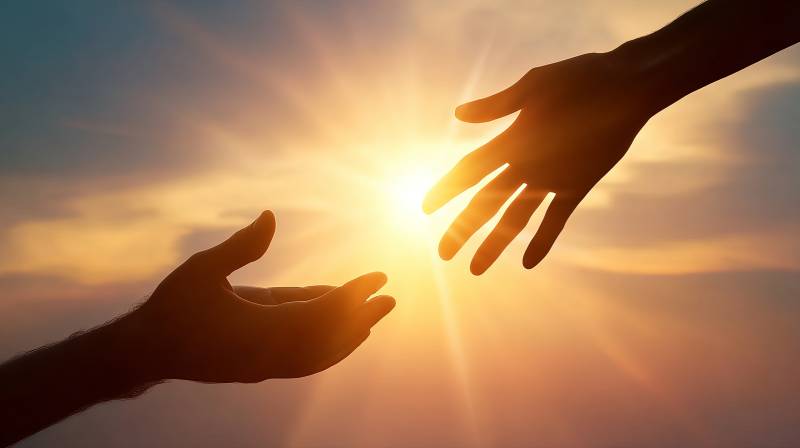 双手接住阳光图片