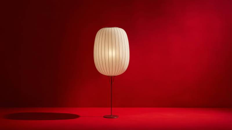 红墙白灯静谧夜图片