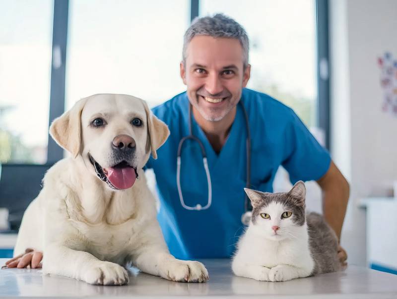 兽医与宠物合影图片