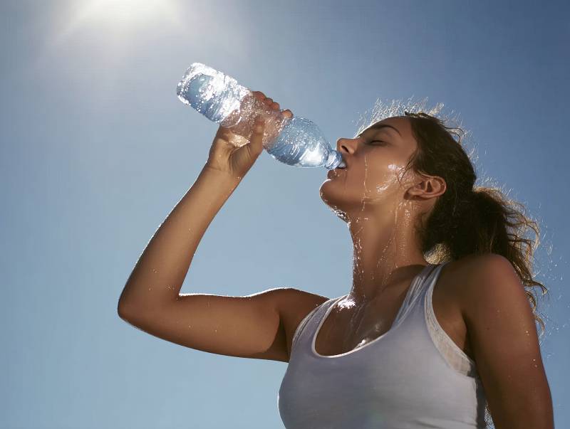 运动后畅饮清凉水图片