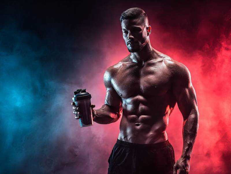 健身猛男持水壶图片