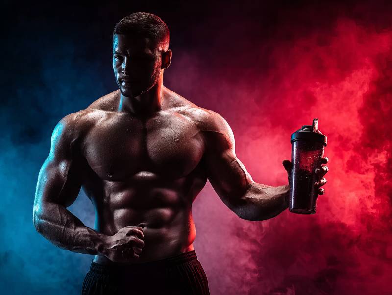 肌肉男持水杯图片