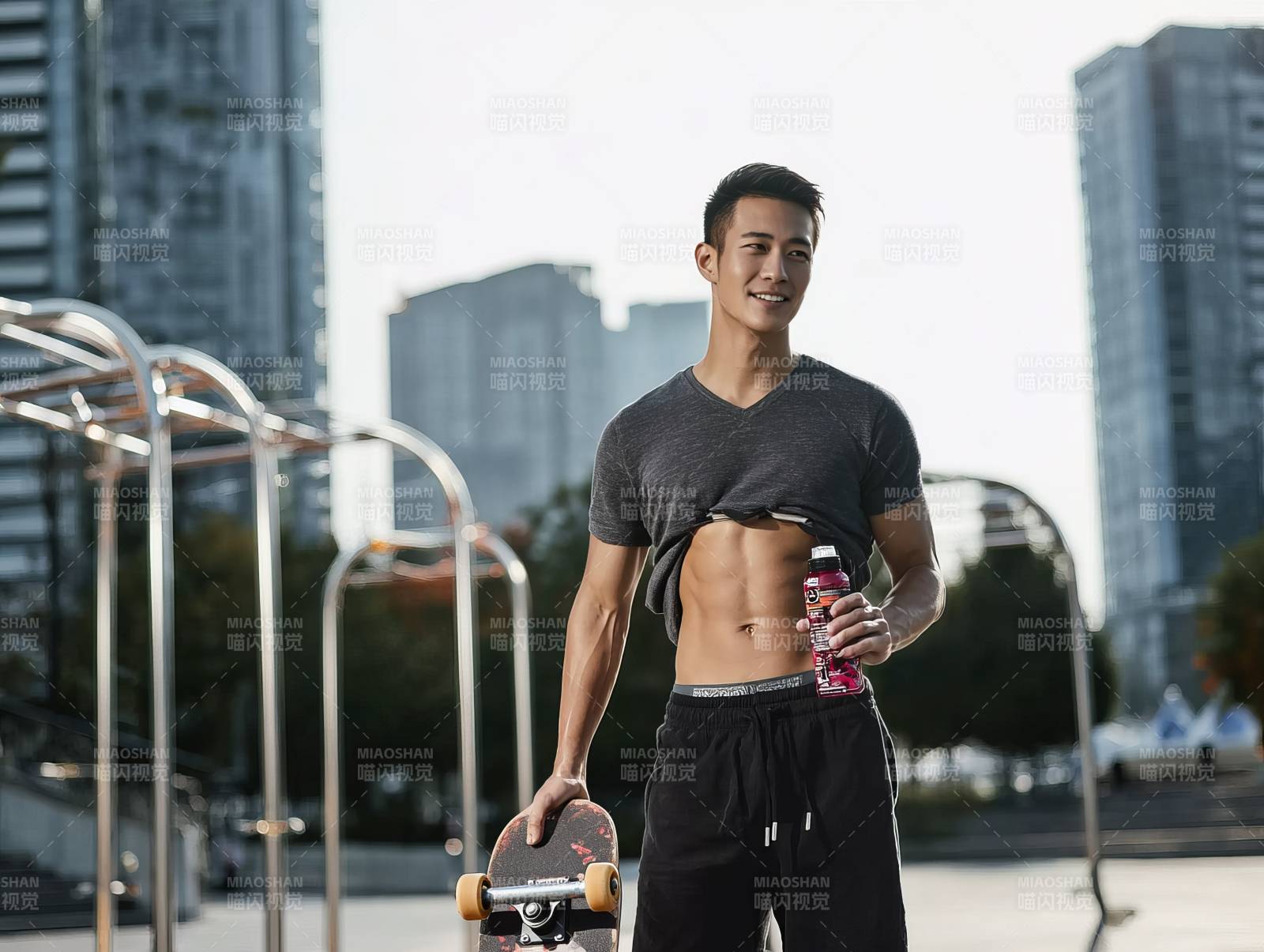 城市街头滑板少年图片