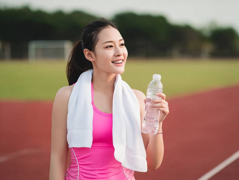 运动后补水微笑图片