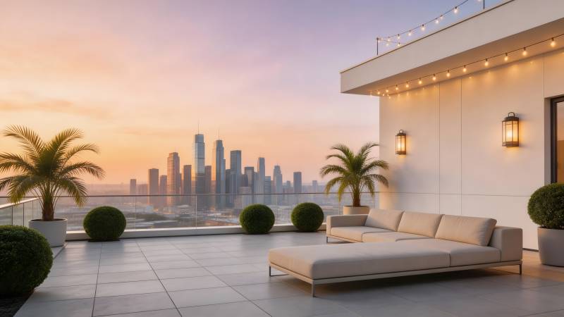 城市天际线露台图片