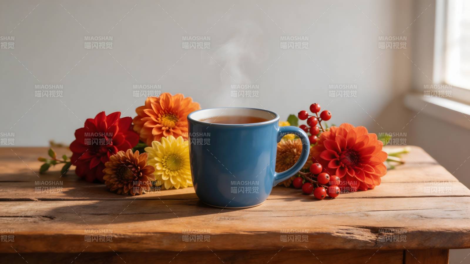 秋日暖茶香图片