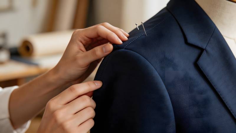 裁缝精心缝制西装图片