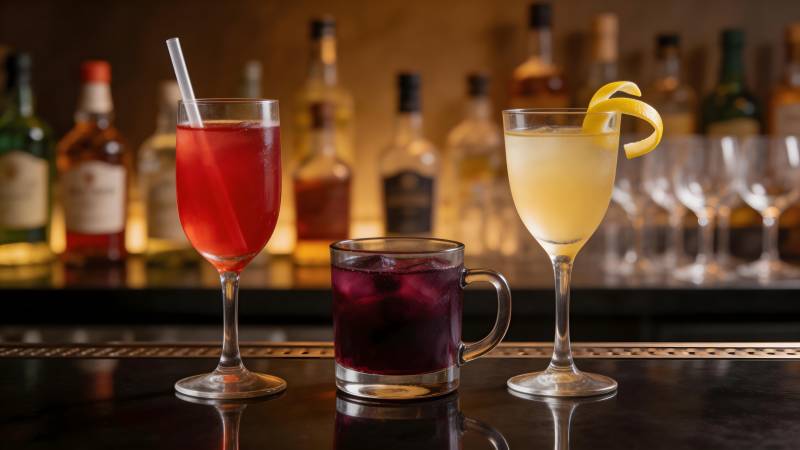 三款鸡尾酒特写图片