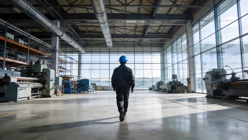 工厂中的工人背影图片