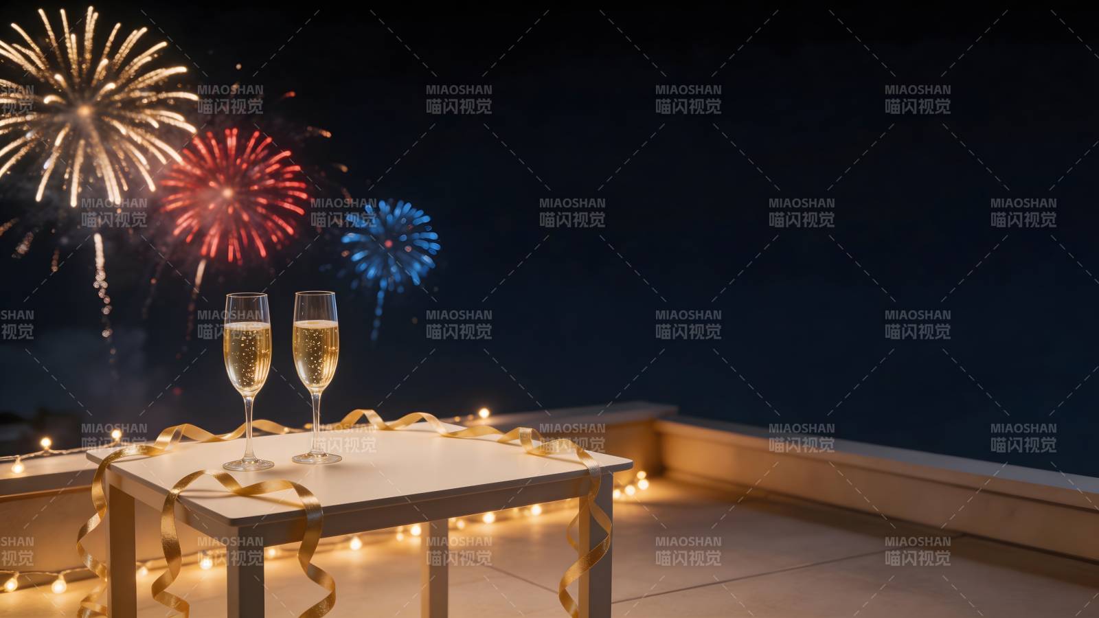 烟花下的香槟夜图片