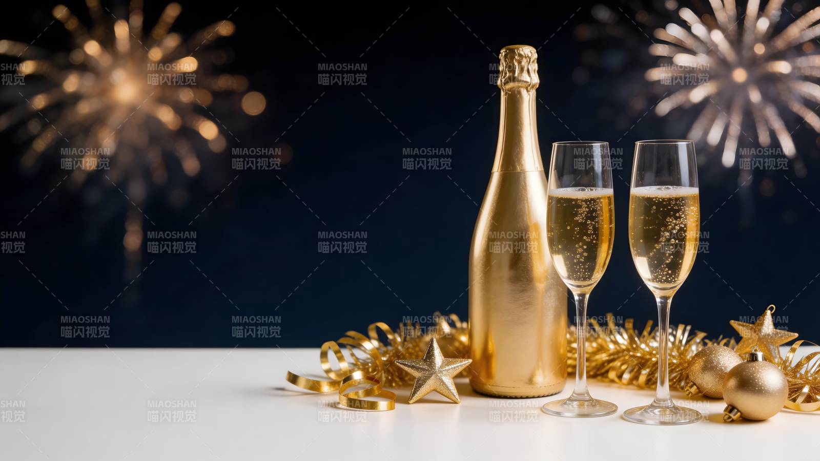 金色香槟迎新年图片